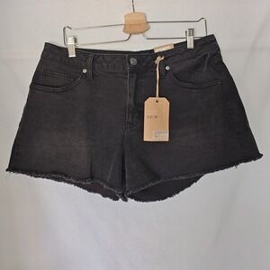 Project Indigo Baggy Denim Shorts Cutoffs size 15 Black Raw Hem No. 001-DNM new